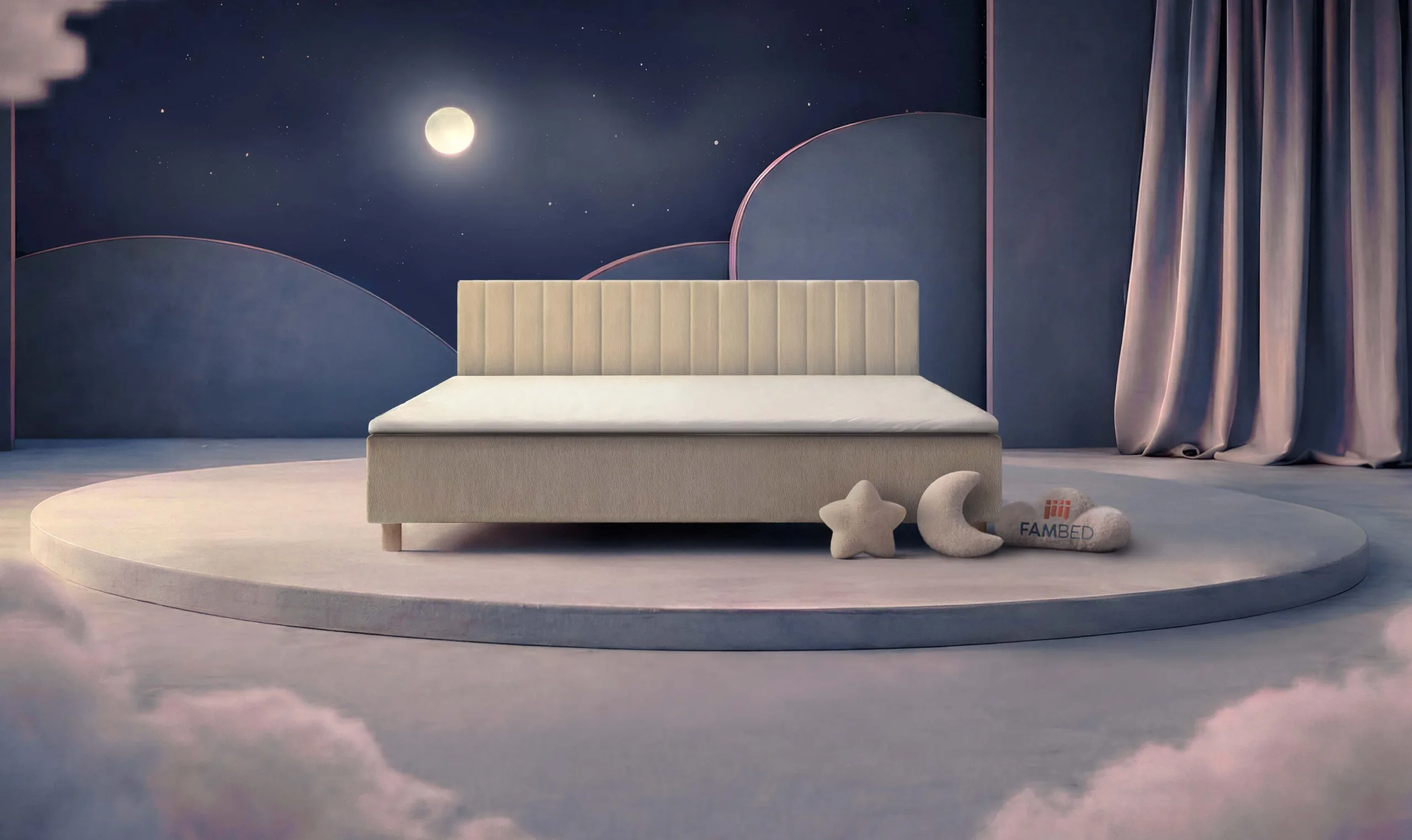 FAMBED® familiebed van 240 cm breed, schuin van voren gezien