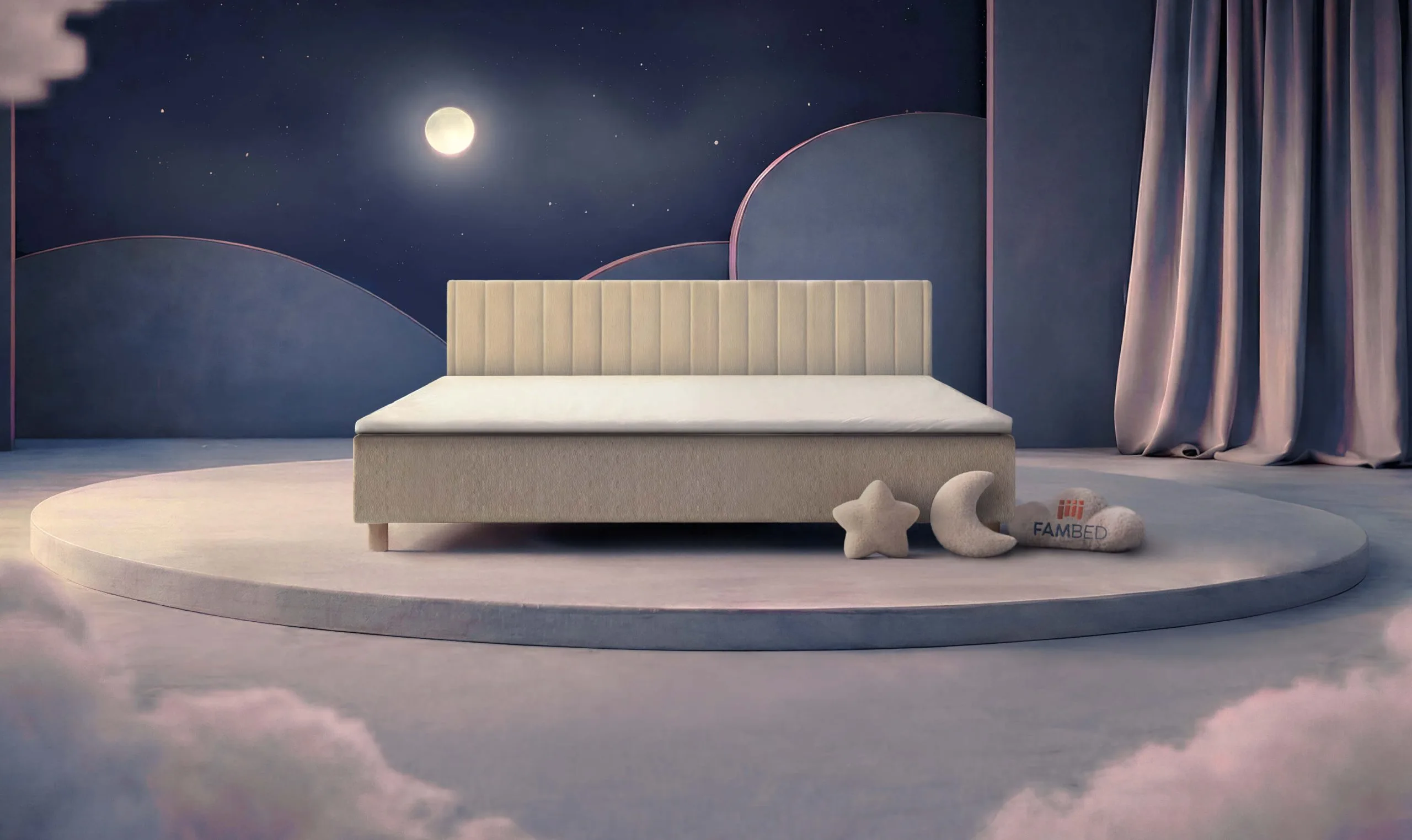 FAMBED® familiebed van 250 cm breed, schuin van voren gezien