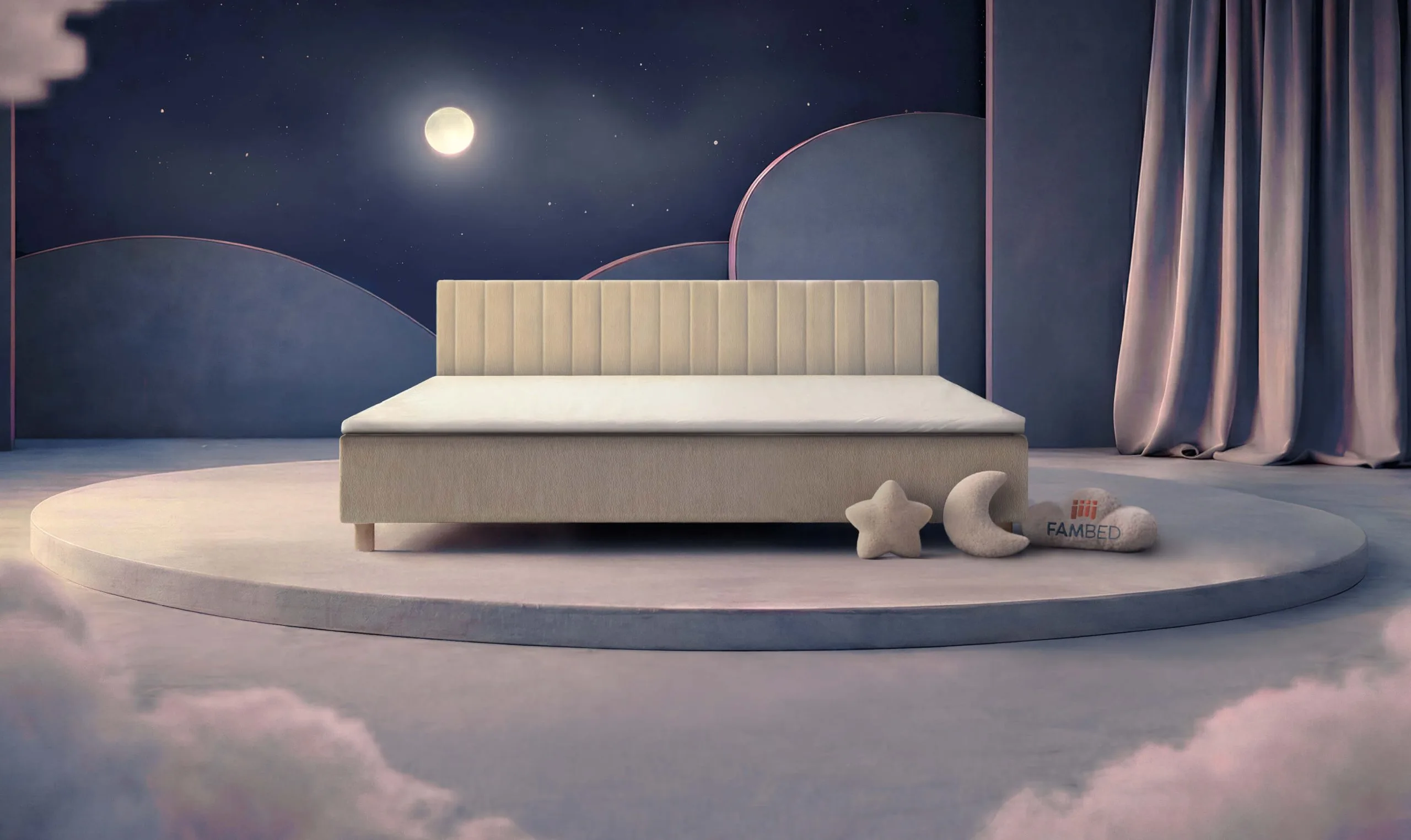 FAMBED® familiebed van 260 cm breed, schuin van voren gezien