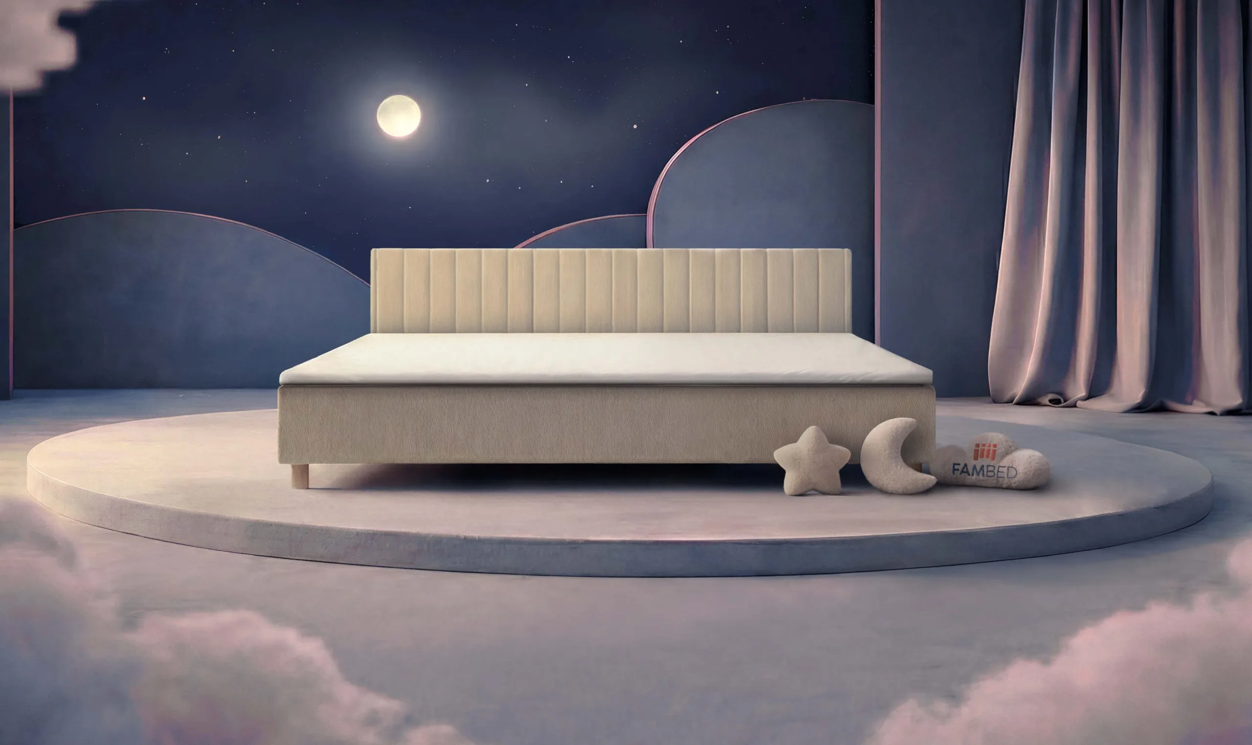 FAMBED® familiebed van 280 cm breed, schuin van voren gezien
