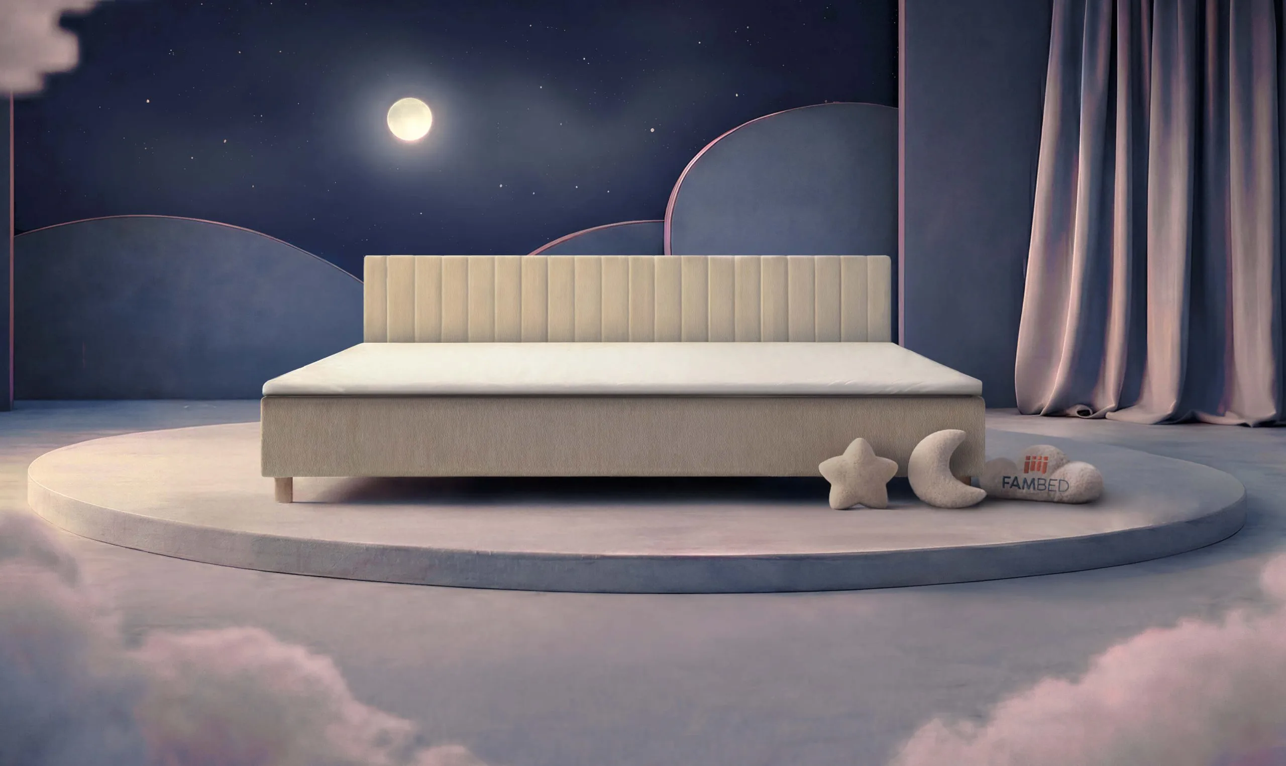 FAMBED® familiebed van 300 cm breed, schuin van voren gezien