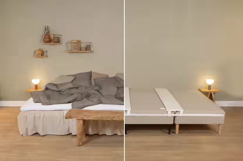 Video: een standaardbed wordt met de FAMBED® DIY-kit uitgebreid, voor en na